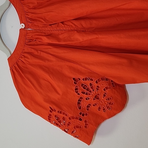 Banjanan Women's Rada Sunset Orange Eyelet Blouse Size Small - Picture 10 of 16